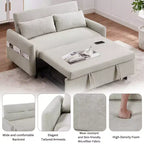 Sofá cama extraíble de 55.1" Biplaza con respaldo ajustable, bolsillos de almacenamiento y 2 almohadas suaves