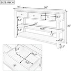 Mesa de consola, mediados de siglo, patas de madera, 3 cajones y estante abierto de 2 niveles, para entrada, pasillo, sala de estar
