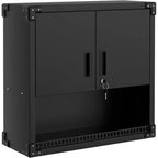 Heavy Duty Wall Cabinet | Steel Hanging Storage w/Shelves & Lock | Rust Resistant Organizer for Garage, Workshop, Warehouse - Black
