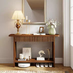 Bekrvio 51 Farmhouse Console Table with Drawers & Storage Shelf,Narrow Sofa Table Behind Couch, Wood Accent Table for Living Room, Hallway, Walnut