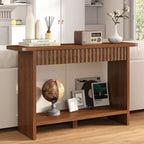 Mesa Consola Rústica de 51" con Cajones y Estante de Almacenamiento, Mesa Auxiliar Estrecha para Sala de Estar, Pasillo, Nogal