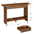 Mesa Consola Rústica de 51" con Cajones y Estante de Almacenamiento, Mesa Auxiliar Estrecha para Sala de Estar, Pasillo, Nogal