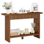 Mesa Consola Rústica de 51" con Cajones y Estante de Almacenamiento, Mesa Auxiliar Estrecha para Sala de Estar, Pasillo, Nogal
