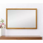 Espejo decorativo montado con marco de madera maciza natural de 40", 40x60 pulgadas