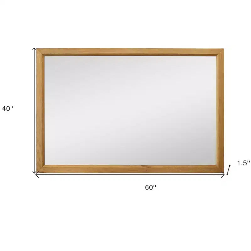 Espejo decorativo montado con marco de madera maciza natural de 40", 40x60 pulgadas