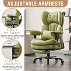 Sillón de oficina grande y alto con reposapiés, silla de escritorio ejecutiva de respaldo alto con asiento ancho y reposabrazos ajustables, verde