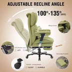 Sillón de oficina grande y alto con reposapiés, silla de escritorio ejecutiva de respaldo alto con asiento ancho y reposabrazos ajustables, verde