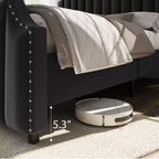 Base de cama tapizada con cabecero de 50.2 y diseño de canal vertical capitoné
