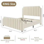 Base de cama tapizada con cabecero de 50.2 y diseño de canal vertical capitoné