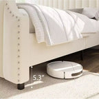 Base de cama tapizada con cabecero de 50.2 y diseño de canal vertical capitoné