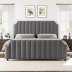 Base de cama tapizada con cabecero de 50.2 y diseño de canal vertical capitoné