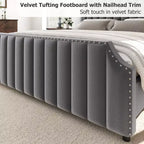 Base de cama tapizada con cabecero de 50.2 y diseño de canal vertical capitoné