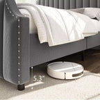 Base de cama tapizada con cabecero de 50.2 y diseño de canal vertical capitoné