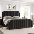 Base de cama tapizada con cabecero de 50.2 y diseño de canal vertical capitoné