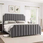Bed Frame with 50.2 Headboard,Upholstered Platform Bed Frame with Vertical Channel Tufted