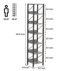 Estantería Estrecha de 6 Niveles, Estantería Alta y Delgada, Estante Esquinero Rústico, Industrial, para Dormitorio, Sala de Estar, Oficina