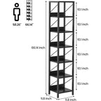 Estantería Estrecha de 6 Niveles, Estantería Alta y Delgada, Estante Esquinero Rústico, Industrial, para Dormitorio, Sala de Estar, Oficina