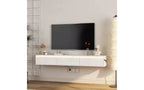 Mueble de TV flotante montado en la pared con toma de corriente, centro de entretenimiento moderno para TV de 65 pulgadas, estante de TV de alto brillo con luces LED para sala de estar, dormitorio
