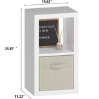 Estantería de 2 cubos con compartimento de almacenaje, librería moderna de madera abierta, blanca