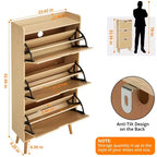 Zapatero con cajones - Organizador ventilado y resistente al olor para 15-20 pares de zapatos, con sistema antivuelco