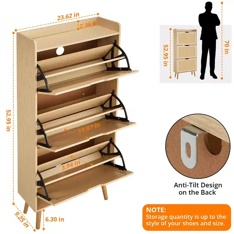 Zapatero con cajones - Organizador ventilado y resistente al olor para 15-20 pares de zapatos, con sistema antivuelco