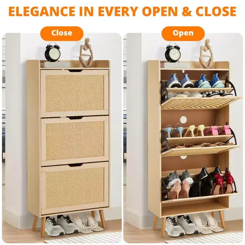 Zapatero con cajones - Organizador ventilado y resistente al olor para 15-20 pares de zapatos, con sistema antivuelco