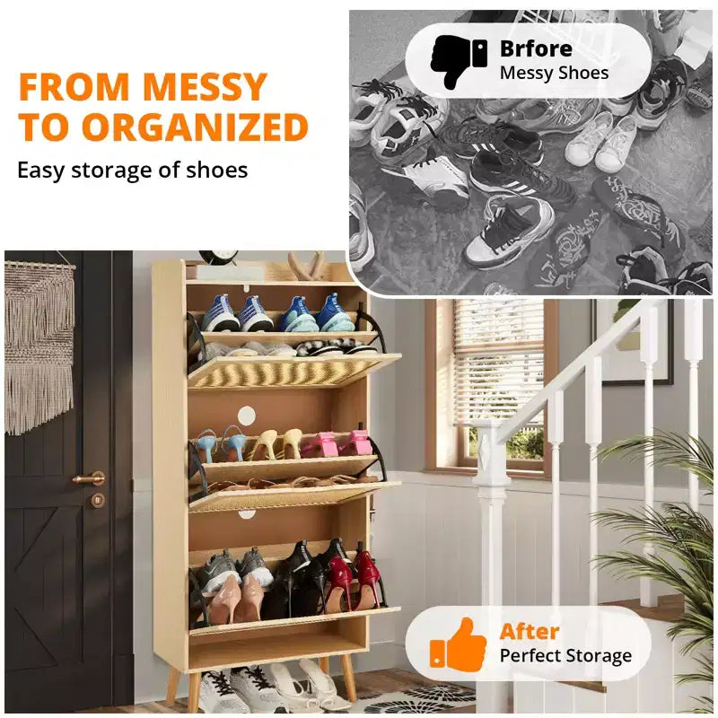 Zapatero con cajones - Organizador ventilado y resistente al olor para 15-20 pares de zapatos, con sistema antivuelco