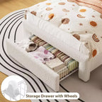 Base de Cama Doble Tapizada con Cabecero de Almacenamiento de 2 Niveles, Cama de Plataforma LED con Estación de Carga y Cajón para Niños/Niñas, No Necesita Somier
