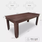 Mesa de comedor rústica para 6-8 personas, mesa de cocina rectangular de madera de 180 cm de ancho con estructura robusta y acabado de madera rústica para cenas, comedor