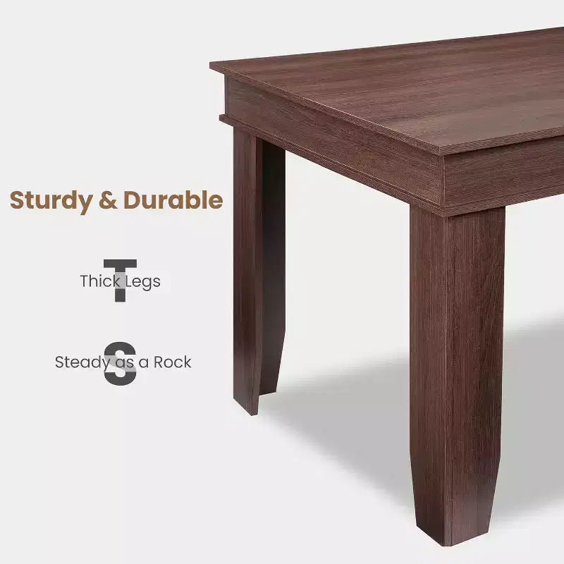 Mesa de comedor rústica para 6-8 personas, mesa de cocina rectangular de madera de 180 cm de ancho con estructura robusta y acabado de madera rústica para cenas, comedor