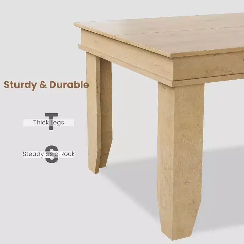 Mesa de comedor rústica para 6-8 personas, mesa de cocina rectangular de madera de 180 cm de ancho con estructura robusta y acabado de madera rústica para cenas, comedor
