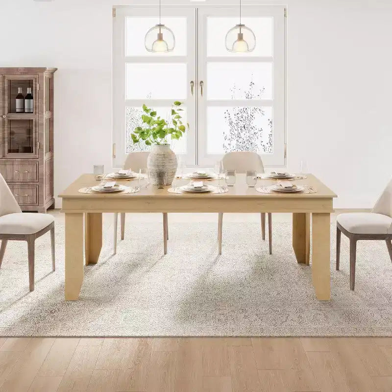 Mesa de comedor rústica para 6-8 personas, mesa de cocina rectangular de madera de 180 cm de ancho con estructura robusta y acabado de madera rústica para cenas, comedor