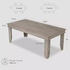Mesa de comedor rústica para 6-8 personas, mesa de cocina rectangular de madera de 180 cm de ancho con estructura robusta y acabado de madera rústica para cenas, comedor