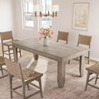 Mesa de comedor rústica para 6-8 personas, mesa de cocina rectangular de madera de 180 cm de ancho con estructura robusta y acabado de madera rústica para cenas, comedor