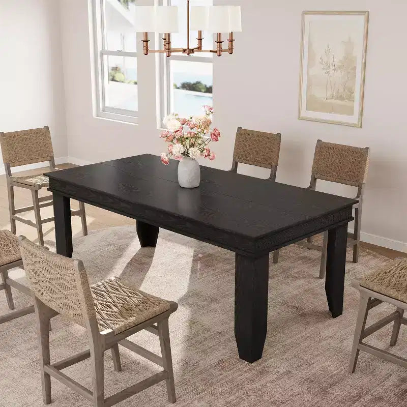 Mesa de comedor rústica para 6-8 personas, mesa de cocina rectangular de madera de 180 cm de ancho con estructura robusta y acabado de madera rústica para cenas, comedor