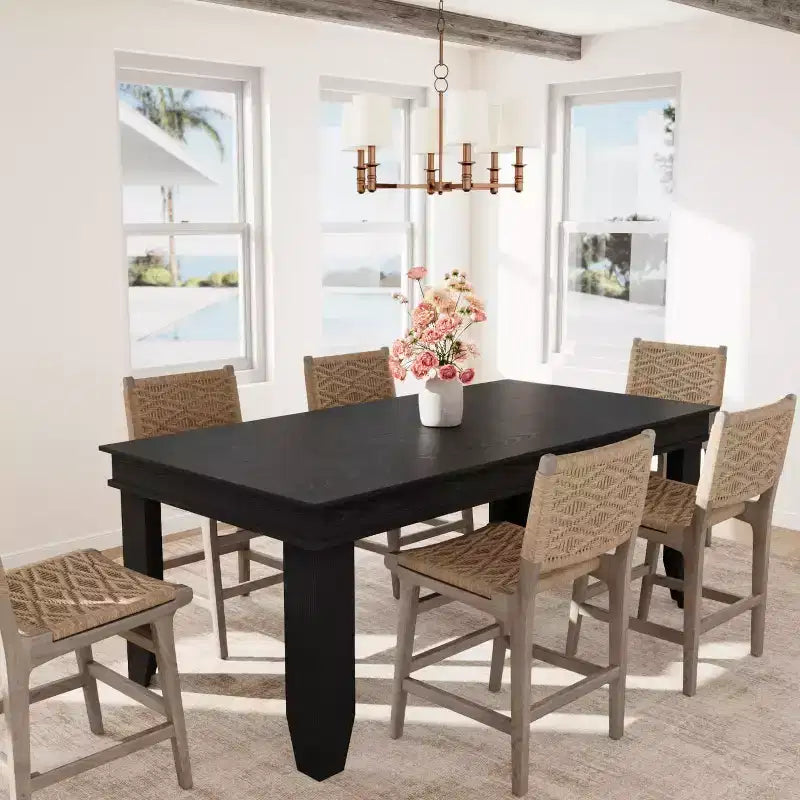 Mesa de comedor rústica para 6-8 personas, mesa de cocina rectangular de madera de 180 cm de ancho con estructura robusta y acabado de madera rústica para cenas, comedor