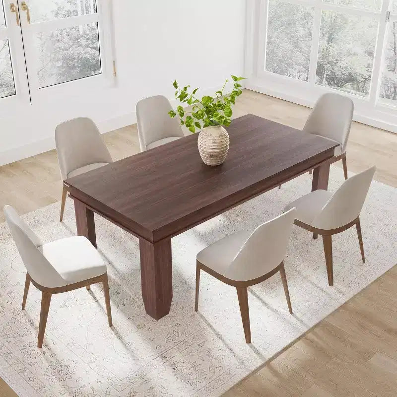 Mesa de comedor rústica para 6-8 personas, mesa de cocina rectangular de madera de 180 cm de ancho con estructura robusta y acabado de madera rústica para cenas, comedor