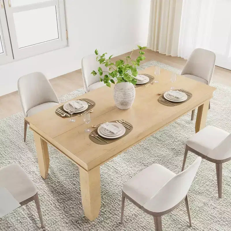 Mesa de comedor rústica para 6-8 personas, mesa de cocina rectangular de madera de 180 cm de ancho con estructura robusta y acabado de madera rústica para cenas, comedor