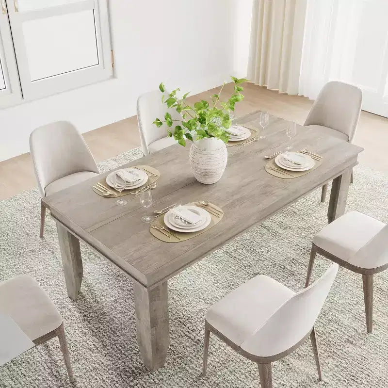 Mesa de comedor rústica para 6-8 personas, mesa de cocina rectangular de madera de 180 cm de ancho con estructura robusta y acabado de madera rústica para cenas, comedor