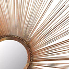 Espejo de pared Sun Burst, 103,9 x 103,9 cm, marco de hierro, acabado en cobre