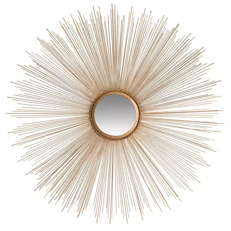 Espejo de pared Sun Burst, 103,9 x 103,9 cm, marco de hierro, acabado en cobre