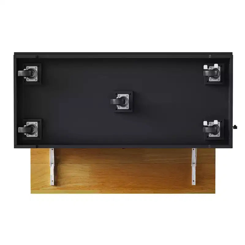 Isla de cocina de 48" con tablero abatible, toma de corriente, estante de almacenamiento interno, 2 cajones, carro con ruedas con 5 ruedas y 5 estantes laterales abiertos