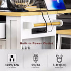Isla de cocina de 48" con tablero abatible, toma de corriente, estante de almacenamiento interno, 2 cajones, carro con ruedas con 5 ruedas y 5 estantes laterales abiertos