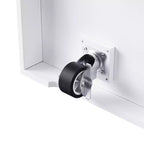 Isla de cocina de 48" con tablero abatible, toma de corriente, estante de almacenamiento interno, 2 cajones, carro con ruedas con 5 ruedas y 5 estantes laterales abiertos
