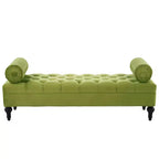 Banco tapizado moderno de terciopelo con capitoné y 2 almohadas desmontables, 152 cm de ancho