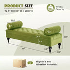 Banco tapizado moderno de terciopelo con capitoné y 2 almohadas desmontables, 152 cm de ancho