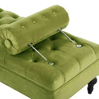 Banco tapizado moderno de terciopelo con capitoné y 2 almohadas desmontables, 152 cm de ancho