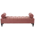 Banco tapizado moderno de terciopelo con capitoné y 2 almohadas desmontables, 152 cm de ancho