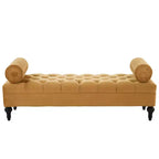 Banco tapizado moderno de terciopelo con capitoné y 2 almohadas desmontables, 152 cm de ancho