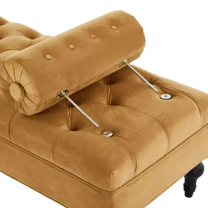 Banco tapizado moderno de terciopelo con capitoné y 2 almohadas desmontables, 152 cm de ancho